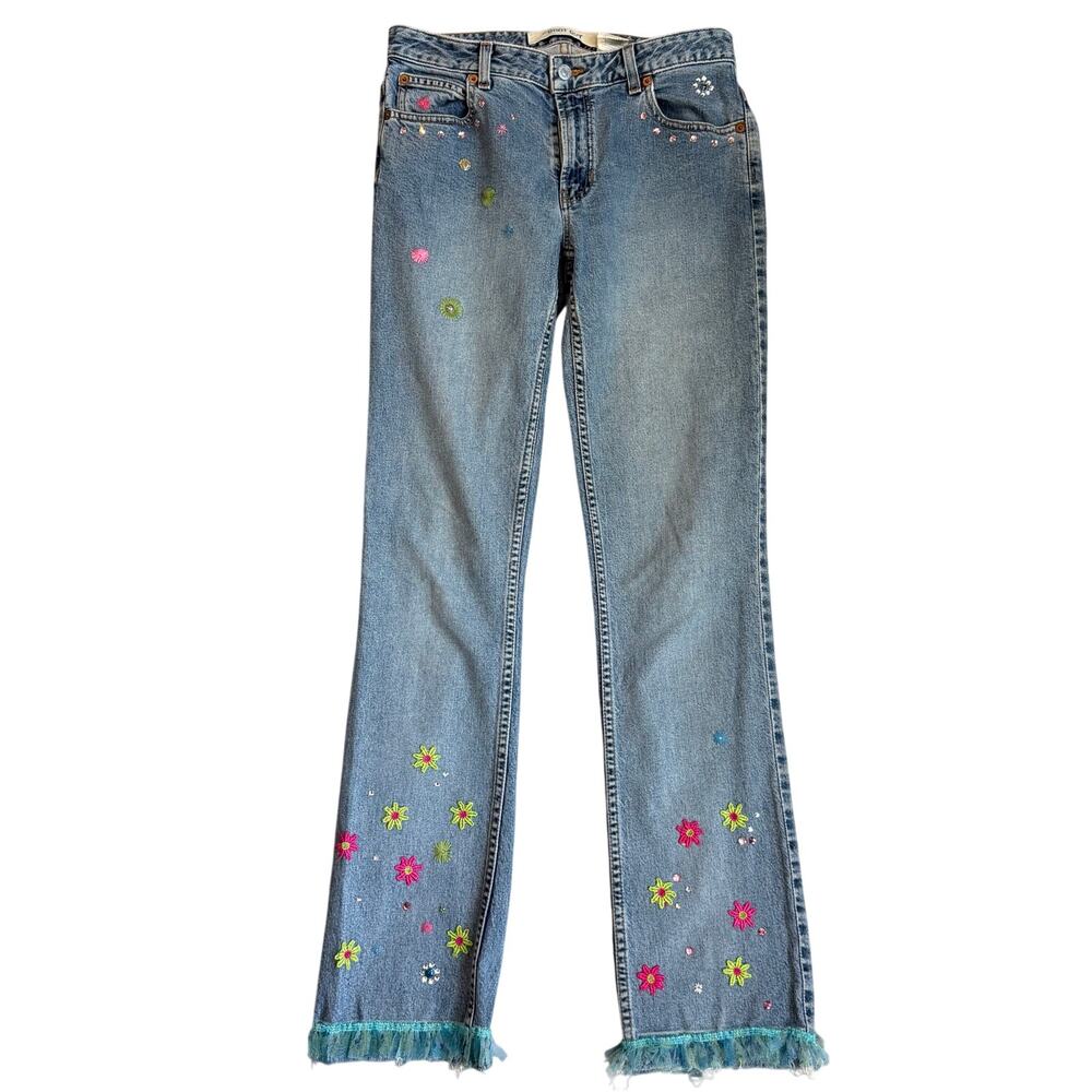 Gap, Light Blue, Patchwork, Fringed Hem, Boot Cut… - image 2